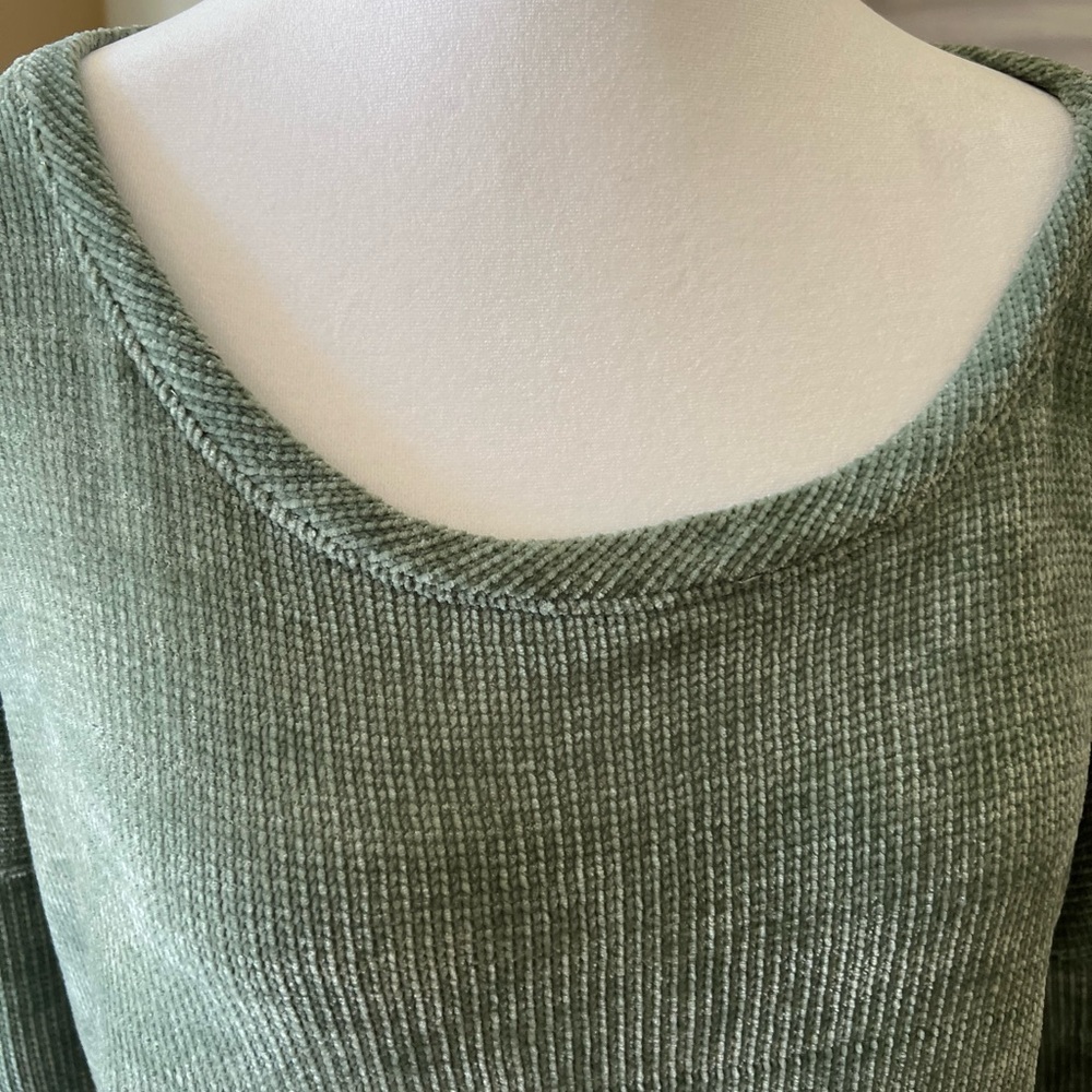 Sage Green Ribbed Knit Sweater - Picture 3 of 5